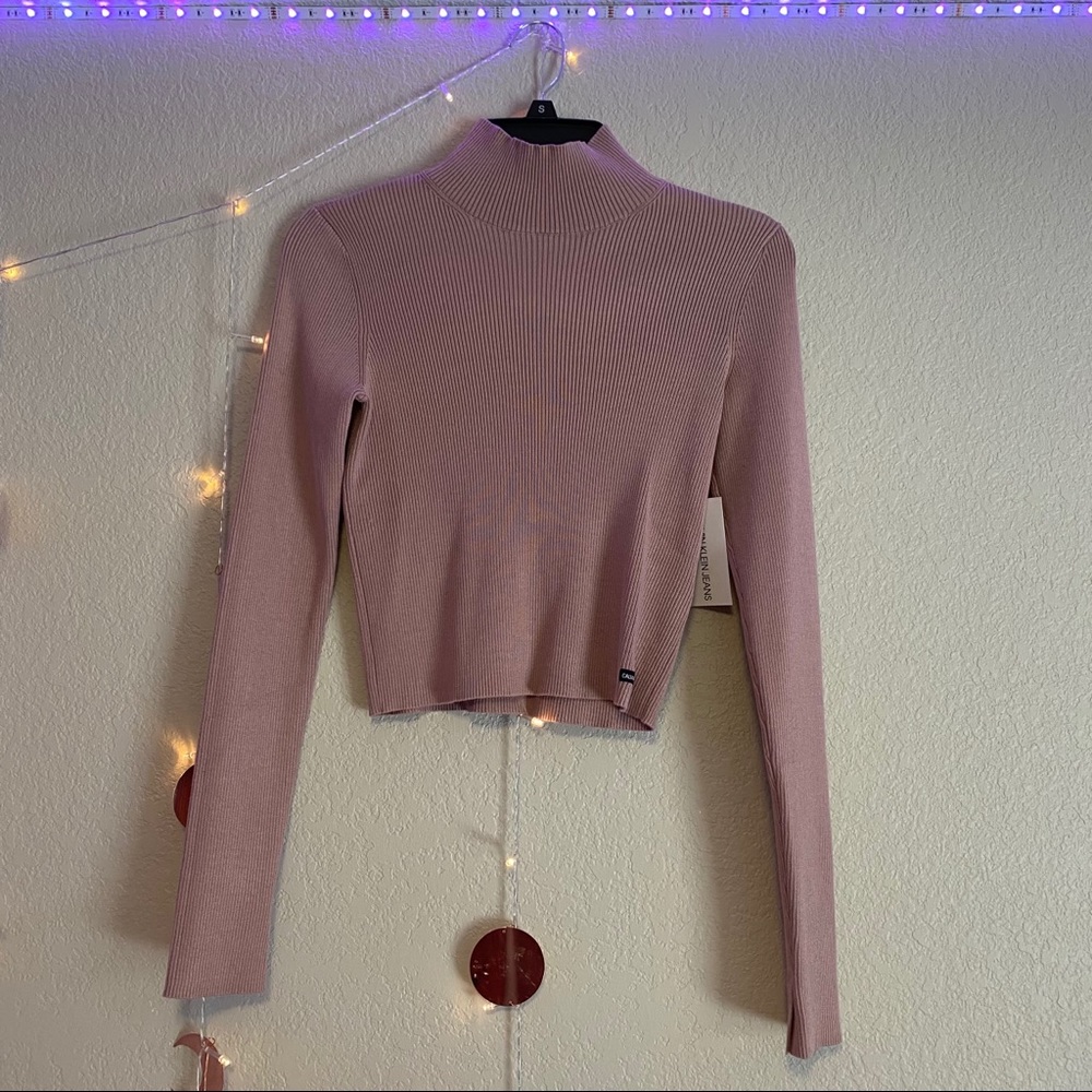 Calvin Klein Jeans Cropped Mock-Neck Sweater